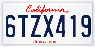 CA license plate 6TZX419