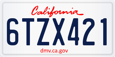 CA license plate 6TZX421