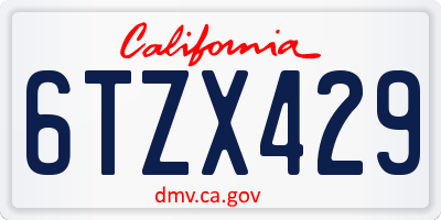 CA license plate 6TZX429