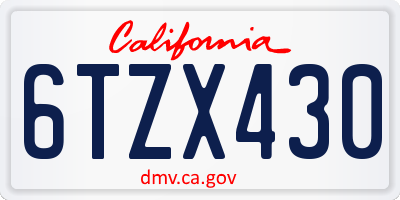 CA license plate 6TZX430