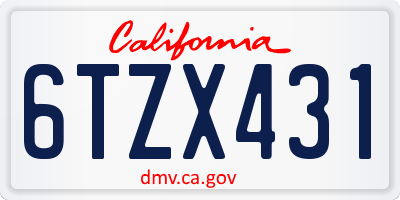 CA license plate 6TZX431