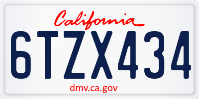 CA license plate 6TZX434
