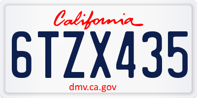 CA license plate 6TZX435
