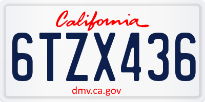 CA license plate 6TZX436