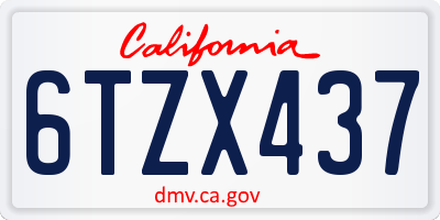 CA license plate 6TZX437