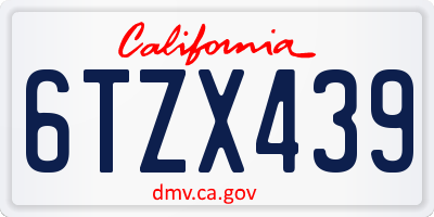 CA license plate 6TZX439