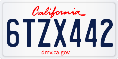 CA license plate 6TZX442