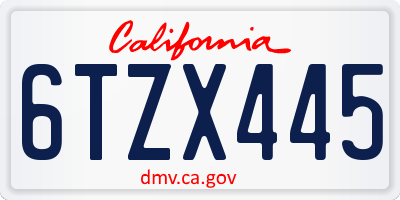 CA license plate 6TZX445