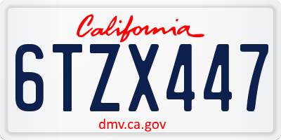 CA license plate 6TZX447