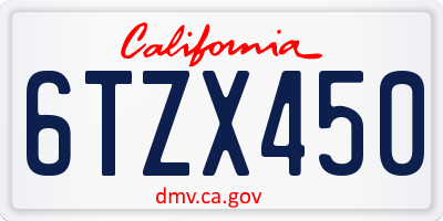 CA license plate 6TZX450