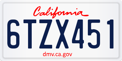 CA license plate 6TZX451