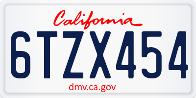 CA license plate 6TZX454
