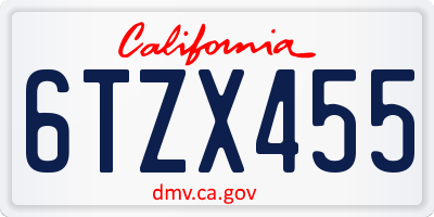 CA license plate 6TZX455