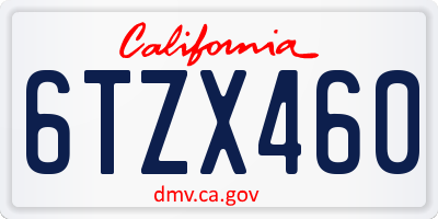 CA license plate 6TZX460