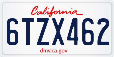 CA license plate 6TZX462