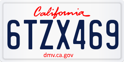 CA license plate 6TZX469