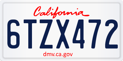 CA license plate 6TZX472