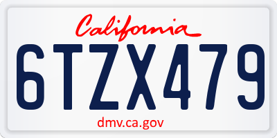 CA license plate 6TZX479