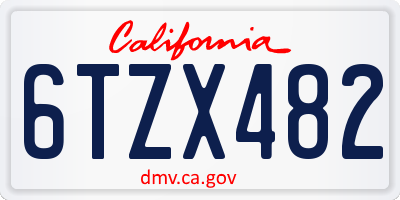 CA license plate 6TZX482