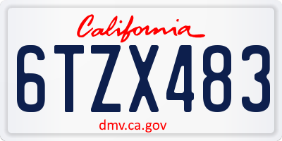 CA license plate 6TZX483