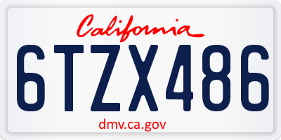 CA license plate 6TZX486