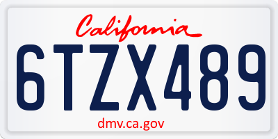 CA license plate 6TZX489