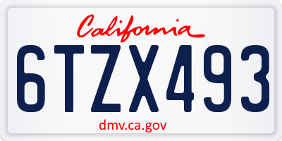 CA license plate 6TZX493