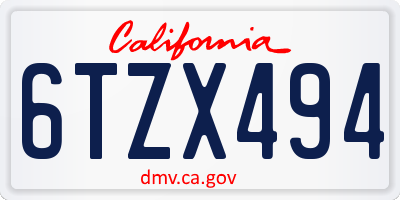 CA license plate 6TZX494