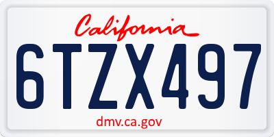 CA license plate 6TZX497