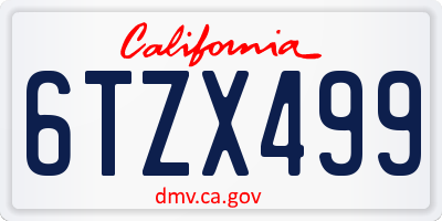 CA license plate 6TZX499
