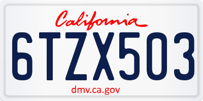 CA license plate 6TZX503