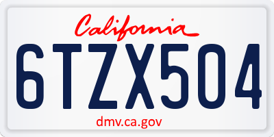 CA license plate 6TZX504