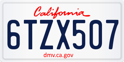 CA license plate 6TZX507
