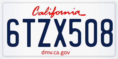 CA license plate 6TZX508