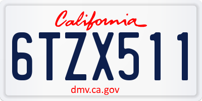 CA license plate 6TZX511
