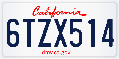 CA license plate 6TZX514