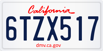 CA license plate 6TZX517