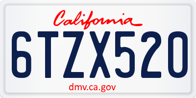 CA license plate 6TZX520