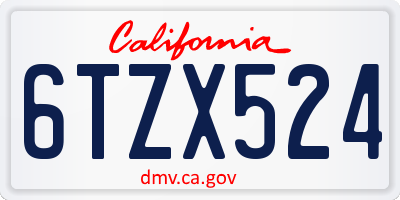 CA license plate 6TZX524