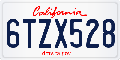 CA license plate 6TZX528