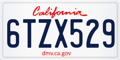 CA license plate 6TZX529