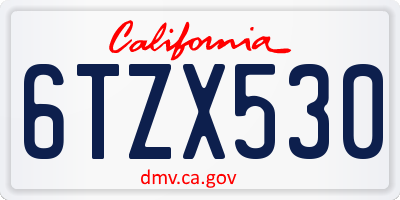 CA license plate 6TZX530