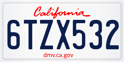 CA license plate 6TZX532