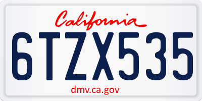 CA license plate 6TZX535