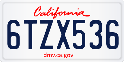 CA license plate 6TZX536