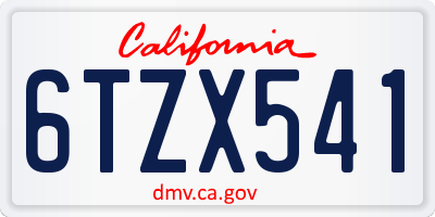 CA license plate 6TZX541