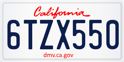 CA license plate 6TZX550