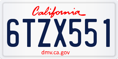 CA license plate 6TZX551