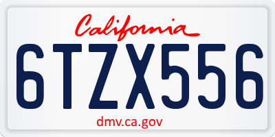 CA license plate 6TZX556