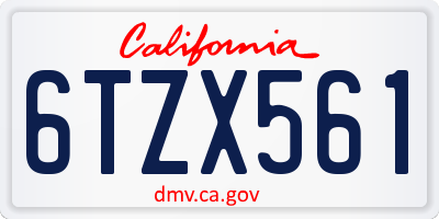 CA license plate 6TZX561